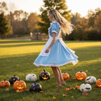 DongMingJianHui Women Little Blue Alice's Adventure Maid Costume Halloween Costume Christmas Costume Fancy Dress Costume Set Medium