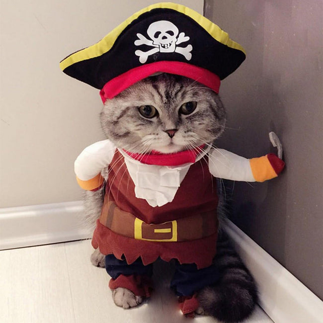 Dog Costume Pirates of The Caribbean Style, Novelty Pet Cosplay Funny Halloween Costumes Cat Pirate Clothing, Cool Dog Clothes for Small to Medium Dogs Cats, Corsair Dress Up Party Apparel (S) Main Image