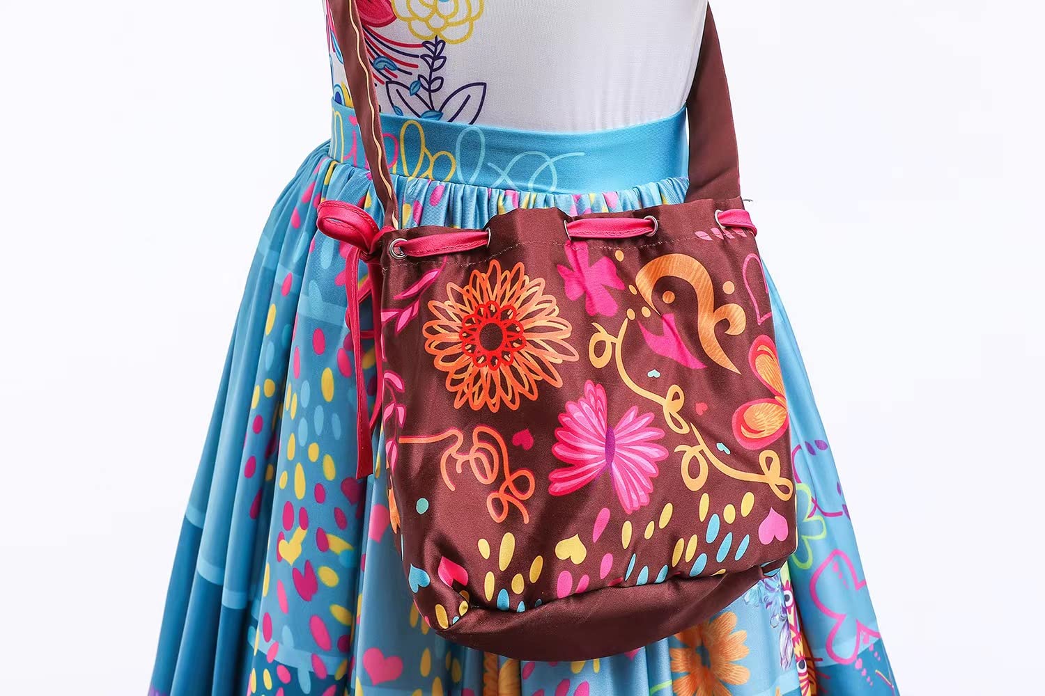 DYJJKM Mirabel Costume for Girls Magic Family Dress Cosplay Princess Halloween Party Outfit (Blue, 5-6 Year)