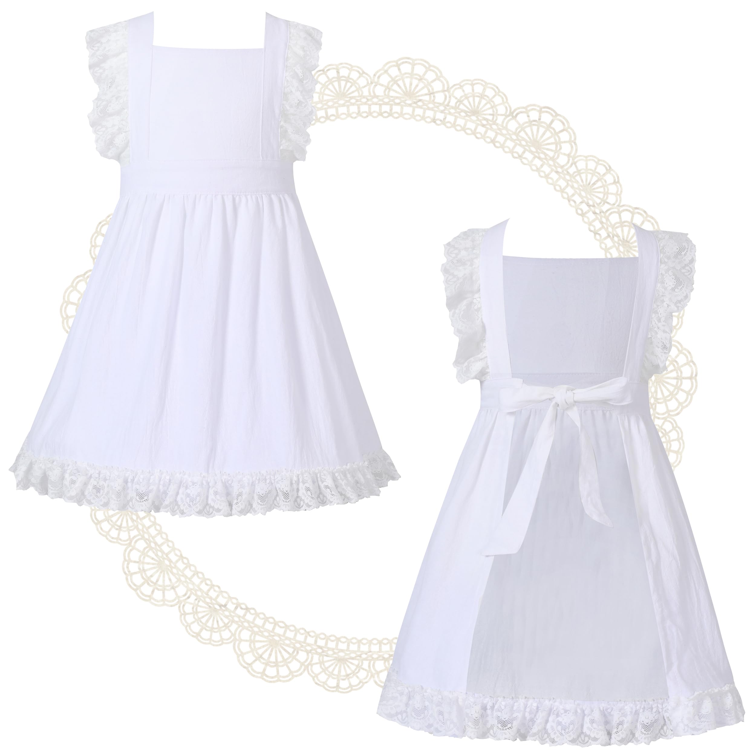 Kosgraiy Colonial Prairie Costume Dress for Girl,Kid Manor Maid Dress,Victorian Maid Costume,Girl Pilgrim Outfit,Black,S/120