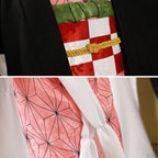 UQJE Kids Kamado Tanjir Cosplay Costumes Anime Tanjir Cosplay Outfit Halloween Kimono Set-M