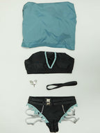 haikyuu Women Jane Cosplay Two Piece Swimsuit with Chiffon Cover-up Bikini Set Mesh Cutout (US, Alpha, Medium, Regular, Regular, Standard, Black)