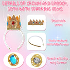 ANOGOL Hair Cap+ 28 Inch Princess Wig for Women Golden Long Wavy Wigs Peach Cosplay Wig Anime Synthetic Hair for Halloween Party Costume (1 Crown+ 1 Wand+ 2 Earrings+ 2 Gloves+ 1 Brooch)