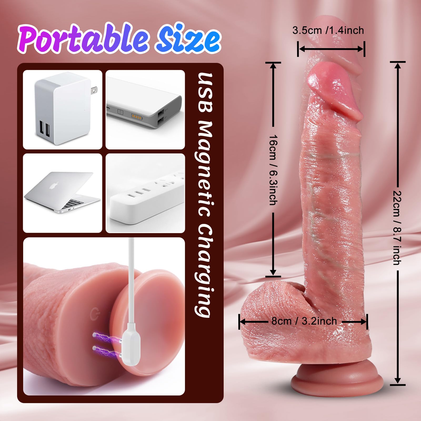 Thrusting Dildo Vibrator Sex Toys - Adult Toys Realistic Silicone Suction Cup Dildo with 7 Thrusting & 7 Vibrating for G-Spot Anal Stimulation, Strapless Strap-On Dildos Sex Toys & Games for Women