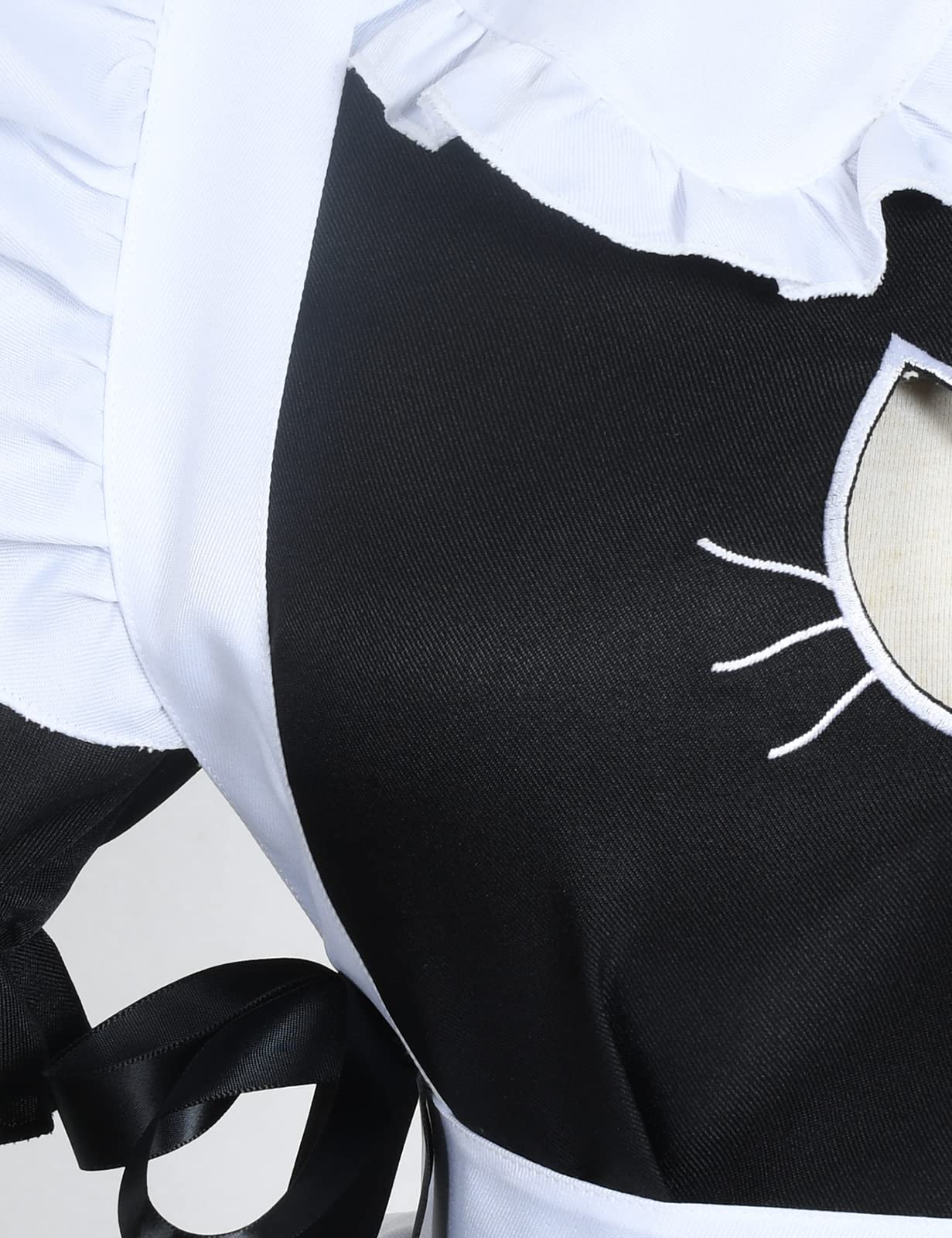 Anime French Cat Maid Apron Fancy Dress Cosplay Costume Headwear Gloves Socks Set(Black M)