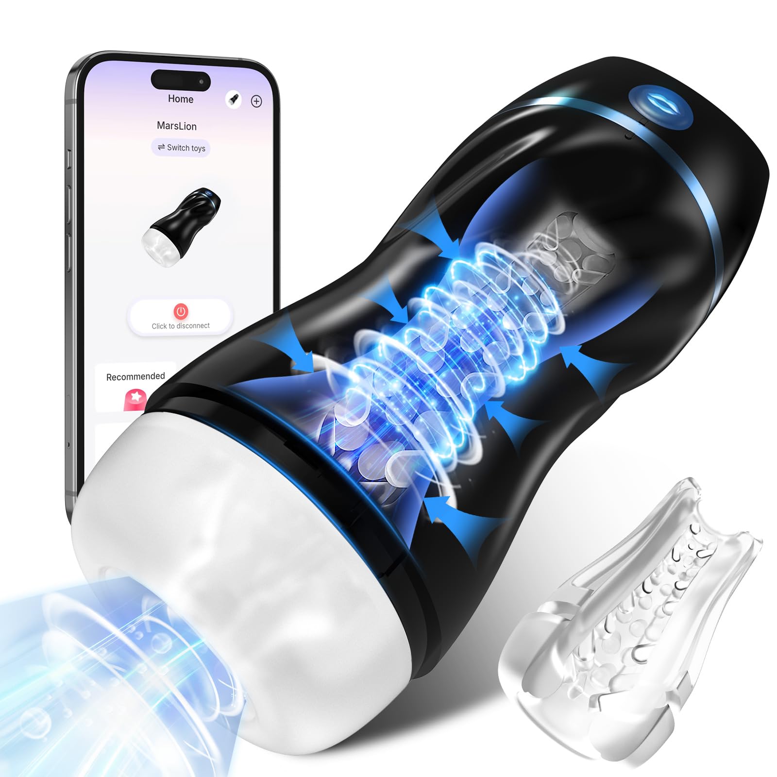 AI Interactive Sucking Male Masturbators - 7 Vibration & Suction Hands Free Pocket Pussy Male Stroker with 3D Realistic Textured, Blowjob Toy Penis Pump Adult Male Sex Toys for Men Erotic Massage Kits