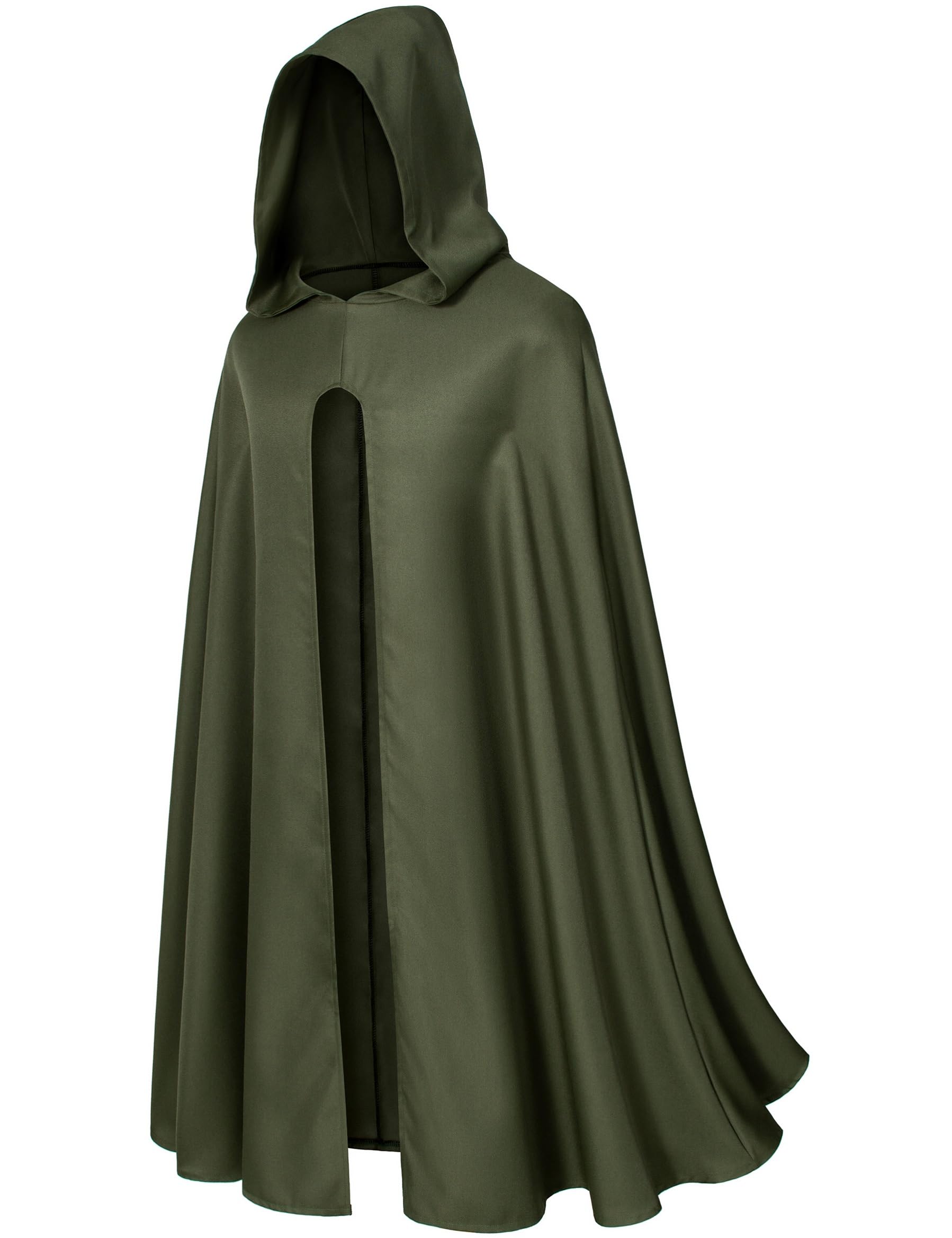 Yuriko Medieval Renaissance Cloak With Hood - Vintage Cape Cosplay Robe Halloween Costume (Green S)