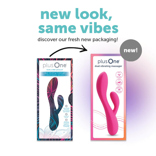 plusOne Dual Rabbit Vibrator Personal Massager, 10 Vibration Settings, Body-Safe Silicone, Waterproof, USB Rechargeable, Sex Toy for Women and Men Main Image