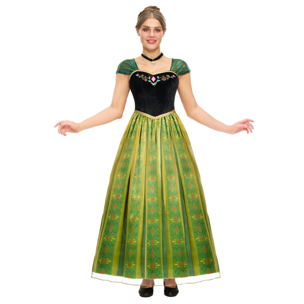Spooktacular Creations Adult Princess Costume, Halloween Women Coronation Dress Costume Cosplay, Green Princess Dress-XXL