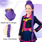 morvally 33.5 Inches Purple Long Braided Ponytail Wig - Anime Cosplay Wigs for Halloween Costume Party (Purple)