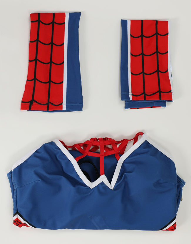 haikyuu Women Cosplay Swimsuit with Arm Sleeves Gothic One Piece Bathing Suit Goth Swimwear Cutout Punk Style Blue Main Image