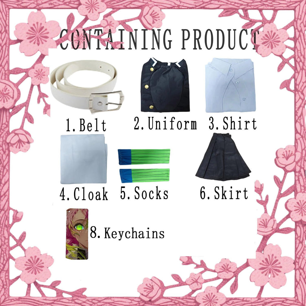 CHENYIZDQ Mitsuri Amaidera Cosplay Love Hashira Cosplay Costume Full Set Woman Ghost Kill Team Uniform Halloween Play (Black, L)