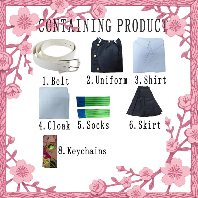 CHENYIZDQ Mitsuri Amaidera Cosplay Love Hashira Cosplay Costume Full Set Woman Ghost Kill Team Uniform Halloween Play (Black, L) Main Image