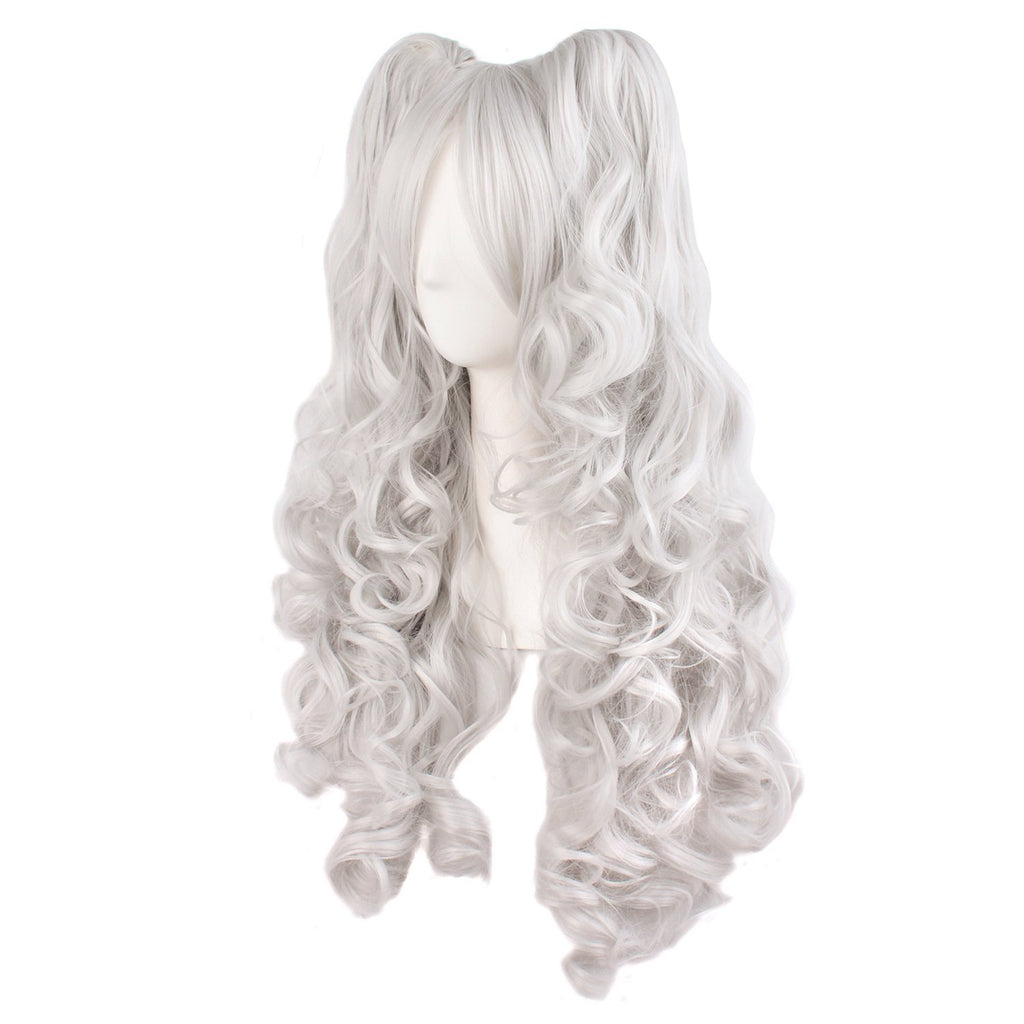 TSNOMORE White Pigtail Wig for Women Synthetic Long Curly Cosplay Wig Halloween Costume Party Cosplay Wig (Color-10)