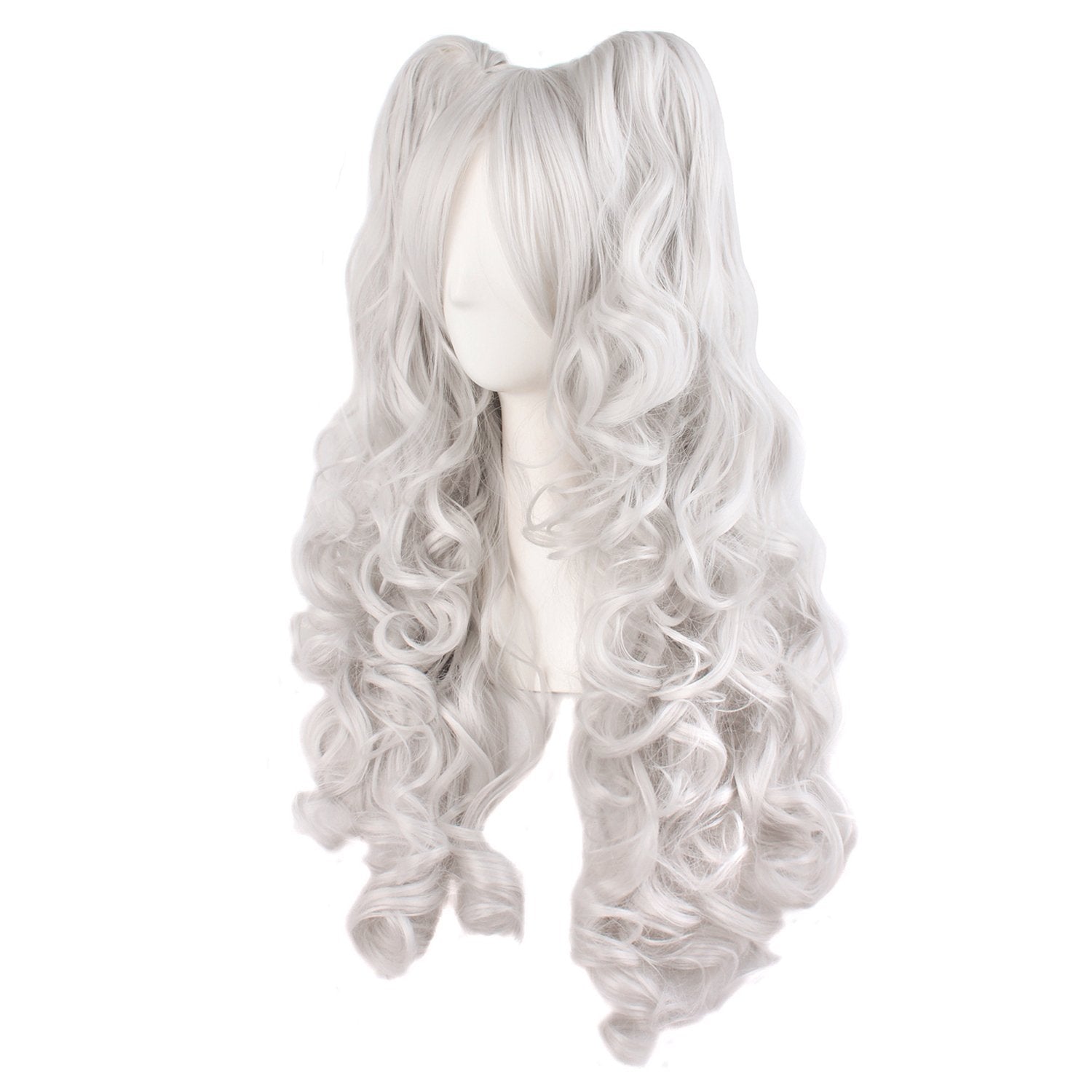 TSNOMORE White Pigtail Wig for Women Synthetic Long Curly Cosplay Wig Halloween Costume Party Cosplay Wig (Color-10)