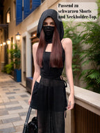 Mingnos Women Goth Rave Dress Sexy Cosplay Costume Cutout High Slit Sheer Festival Outfits Night Out Dresses Black L