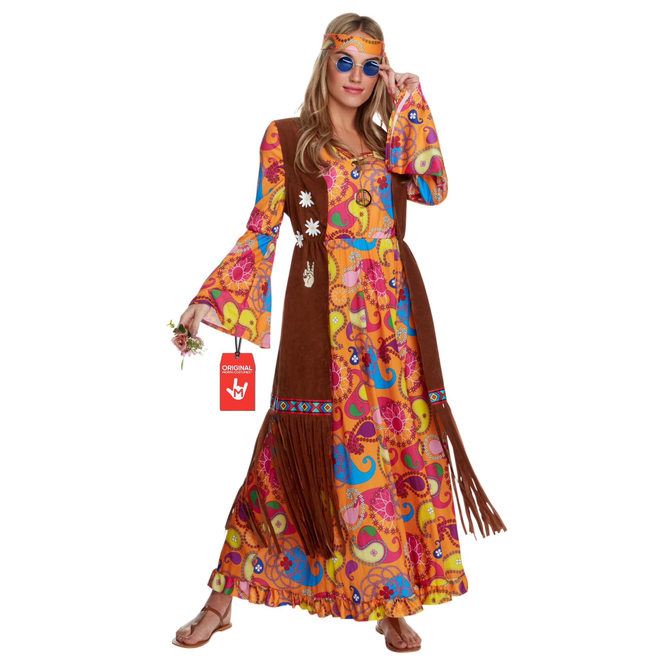 Morph Hippie Costume Women, 70s Costume For Women, 70s Long Dress, Womens 60s Halloween Costumes, Womens Halloween Costumes