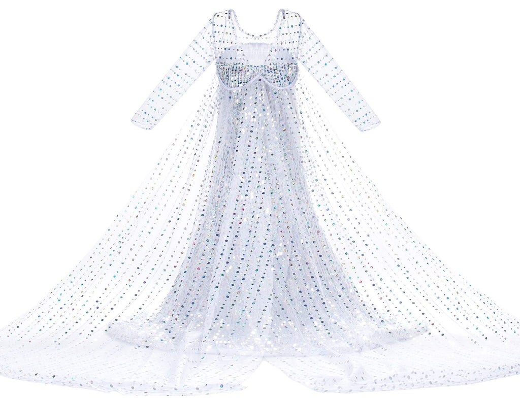 Luxury Princess Dress Costumes with Shining Long Cape Girls Birthday Party