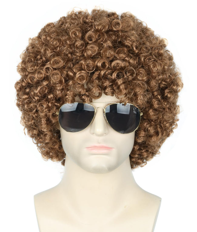 Topcosplay Brown Afro Wig for Men or Women Short Curly Halloween Disco Rock Hippie Costume 70s 80s Wigs Hover Image