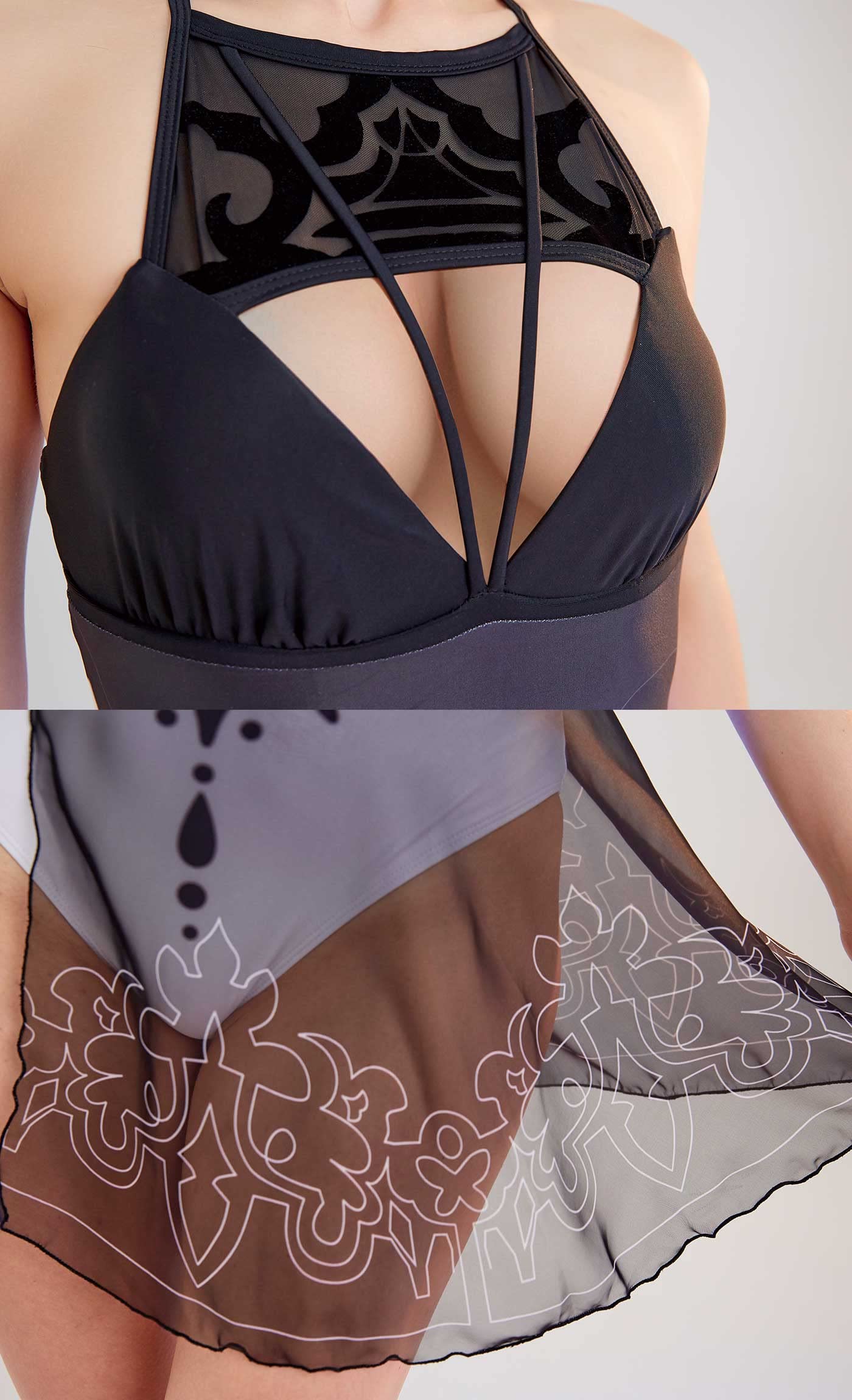 haikyuu Women Anime One Piece Swimsuit Kawaii Style Bathing Suit Rave Cosplay Swimwear (US, Alpha, Medium, Regular, Regular, Black)