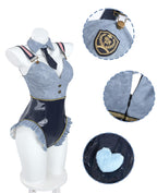 NSPSTT Bunny Girl Cosplay Blue Bunny Costume Women Denim Suit,Size S