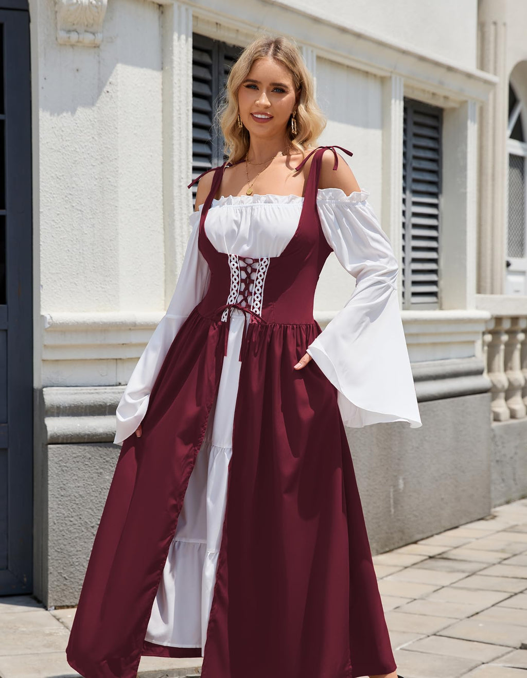 YTWS Renaissance Witch Vampire Pirate Costume Dress for Women Viking Victorian Goth Elf Fairycore Halloween Party Cosplay