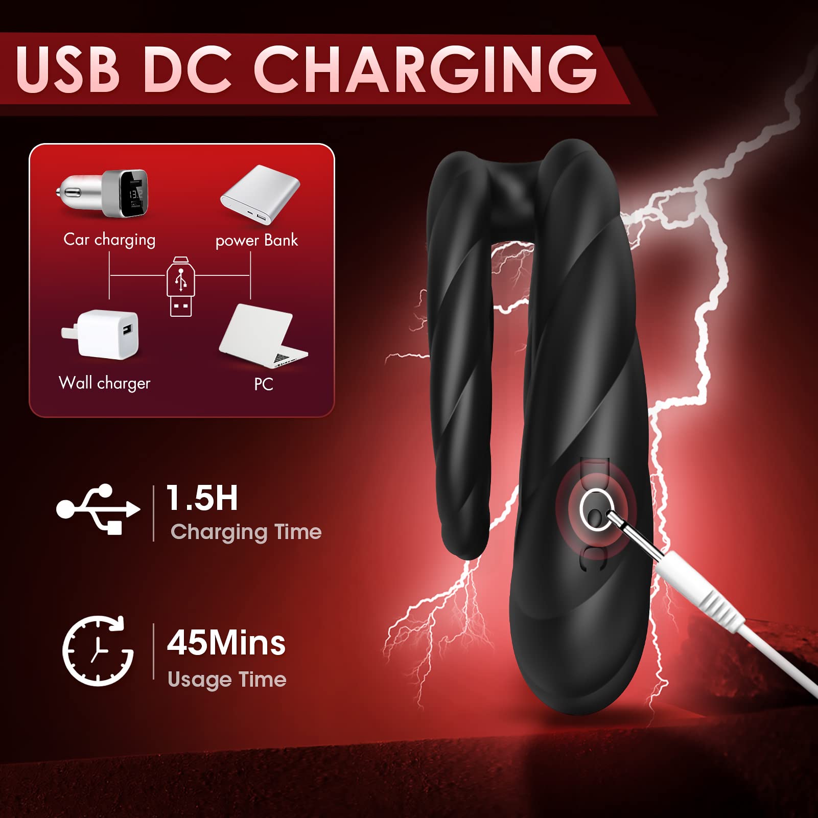 Vibrating Cock Ring Sex Toys for Men - Penis Ring Vibrator with 10 Vibrations, Adult Male Sex Toy for Longer Harder Stronger, Double Penis Vibrators Dildo, Couples Mens Male Adult Sex Toys S&M Whips