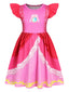 Princess Costume Dress for Girls Halloween Birthday Party Cosplay Flutter Sleeve Pink Fancy Dresses
