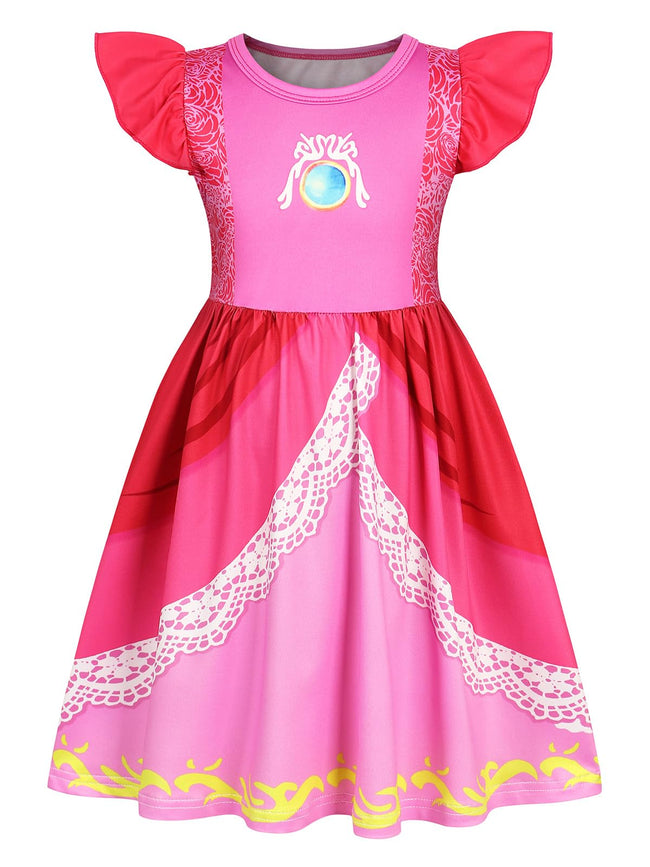 Princess Costume Dress for Girls Halloween Birthday Party Cosplay Flutter Sleeve Pink Fancy Dresses Main Image