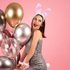 GANSHAYA 4 Pcs Halloween Bunny Girl Accessories Bunny Headband Tail White Bracelets Rabbit Costume for Women Halloween Cosplay Party Dress Up