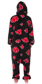 Bioworld Naruto Kigurumi Shippuden Akatsuki Red Clouds Adult Costume Pajama Union Suit for Men Women (CloudV1, 2X-Large/3X-Large)