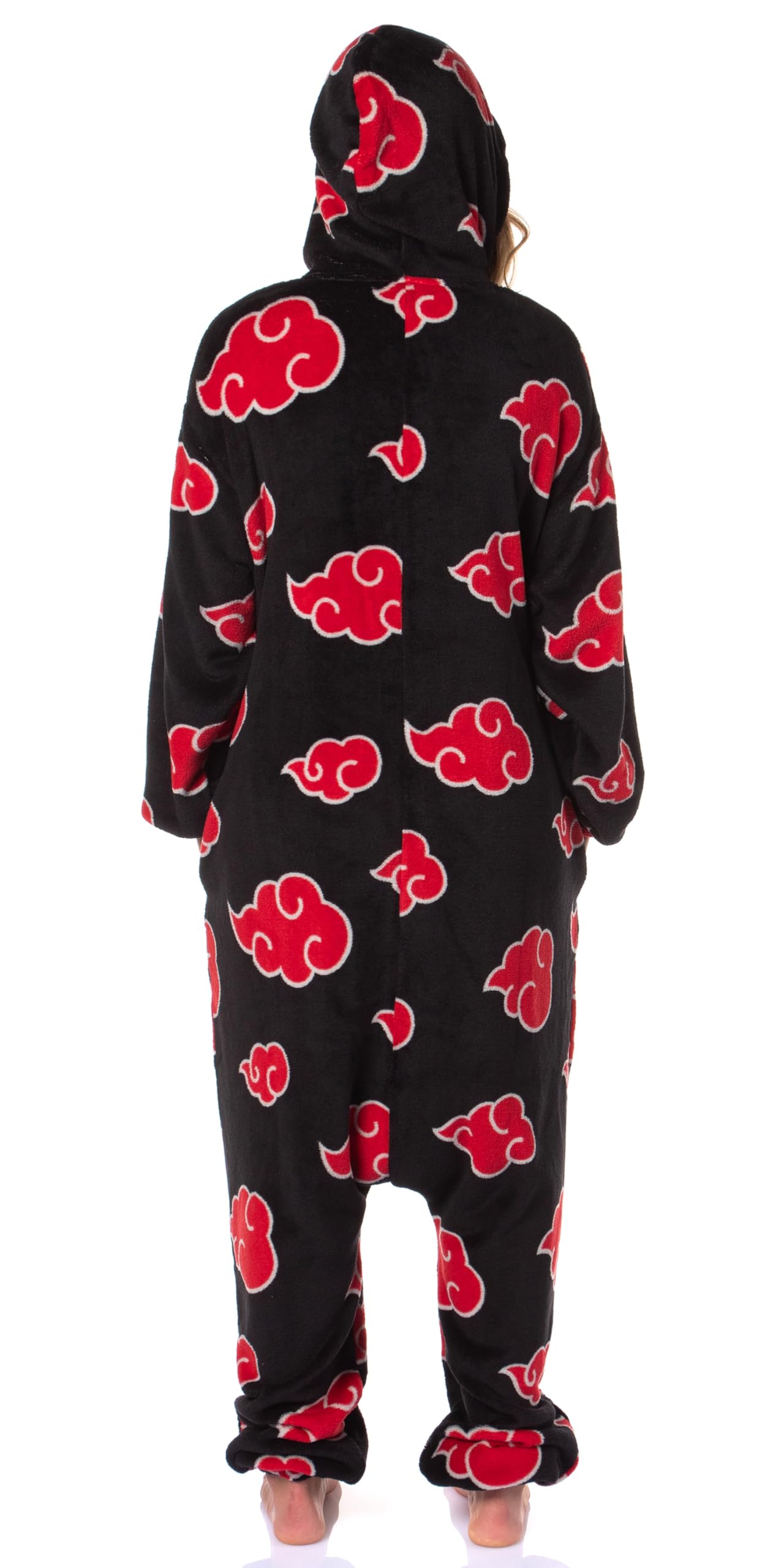 Bioworld Naruto Kigurumi Shippuden Akatsuki Red Clouds Adult Costume Pajama Union Suit for Men Women (CloudV1, 2X-Large/3X-Large)