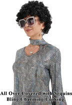 Women 70s Disco Costume 8 PCS Disco Outfit for Halloween Cosplay Party