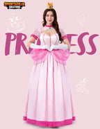 Spooktacular Creations Pink Princess Costume Women, Halloween Fairy Tale Princess Dress Fancy Ball Gown Evening Long Dresses Adult With Crown Gloves for Birthday Cosplay Parties-L