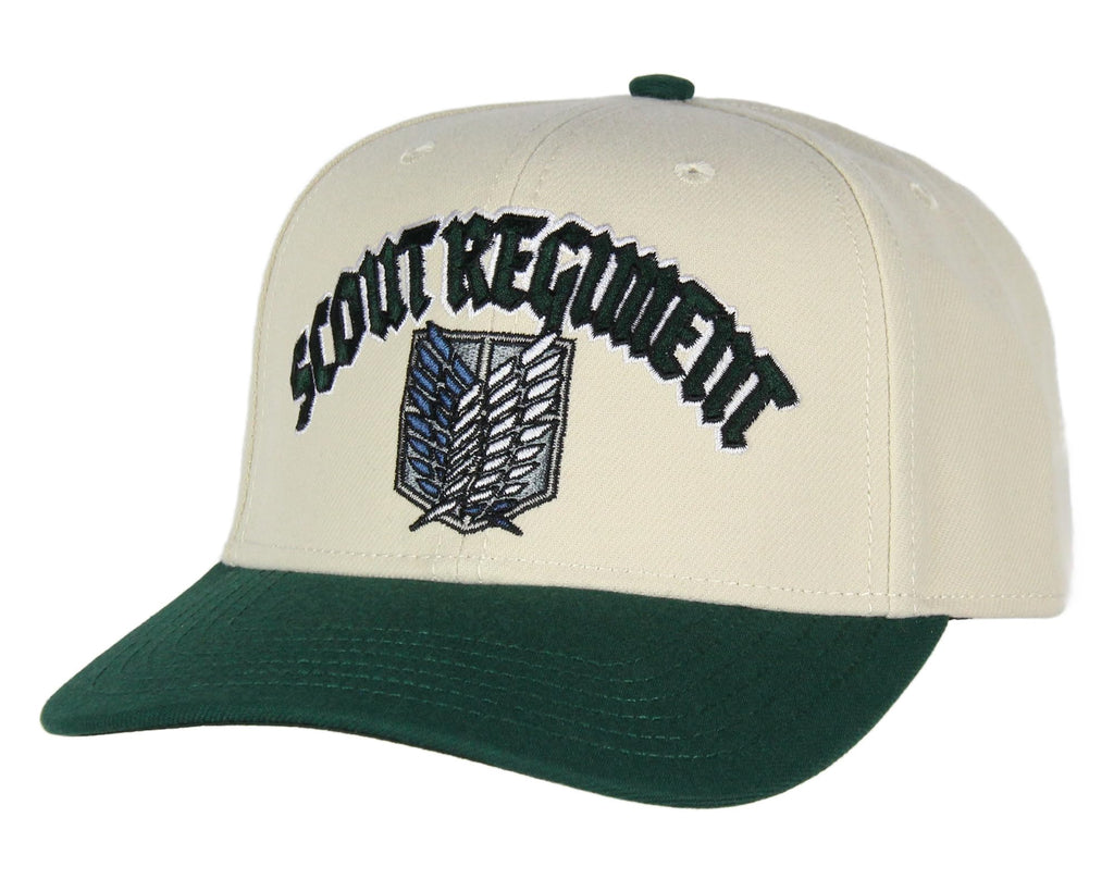 Attack on Titan Adult Scout Regiment Embroidered Snapback Hat for Men and Women Beige