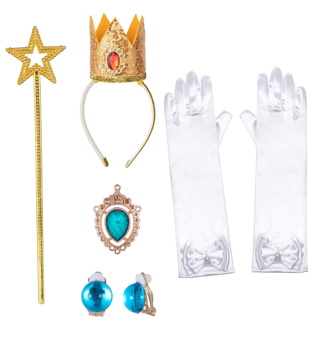 Bosvin Pink Princess Dress for Girls, Kids Princess costume with Crown Gloves Wand Earrings 3T 4T