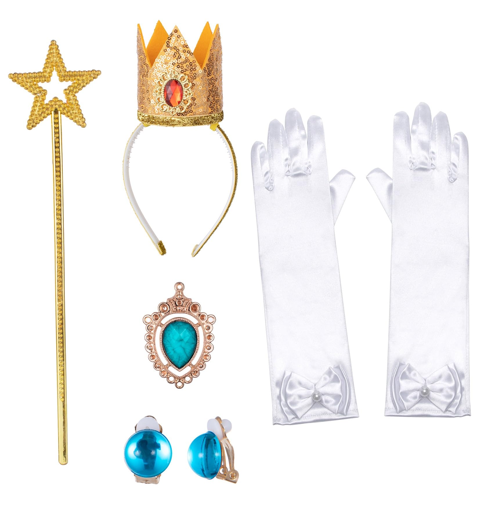 Bosvin Pink Princess Dress for Girls, Kids Princess costume with Crown Gloves Wand Earrings 3T 4T