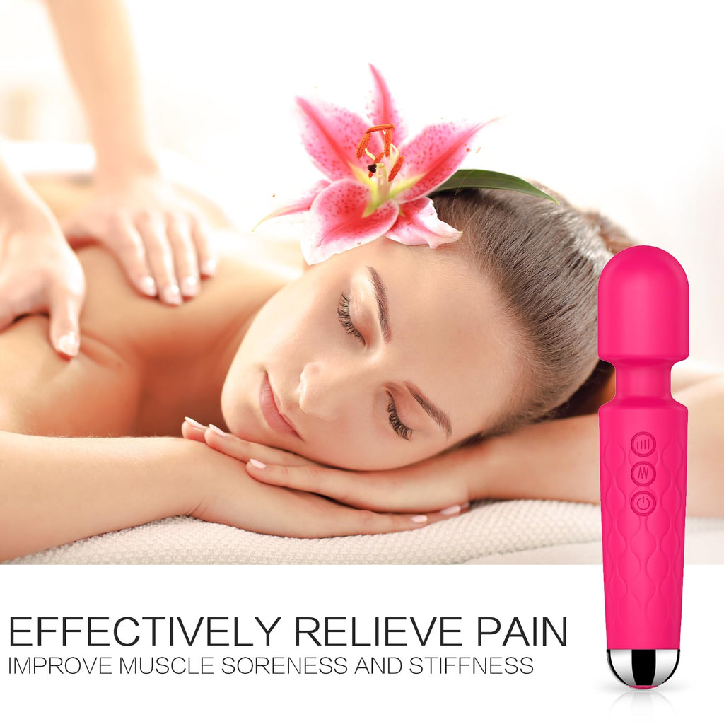 Vibrator Wand,Adult Sex Toy Wand, G Spot Dildo, Clit Vibrator, Sex Vibrators,Clitoris Stimulation,with 8 Speeds & 20 Patterns,Fully Waterproof,Vibrating Wand for her Pleasure (Rose Red)