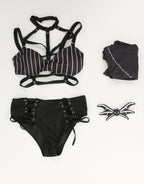 MEOWCOS Women's Bikini Sets Bathing Suit Swimsuits Halter Top and Shorts Bikini Sets with Tulle Cover-up