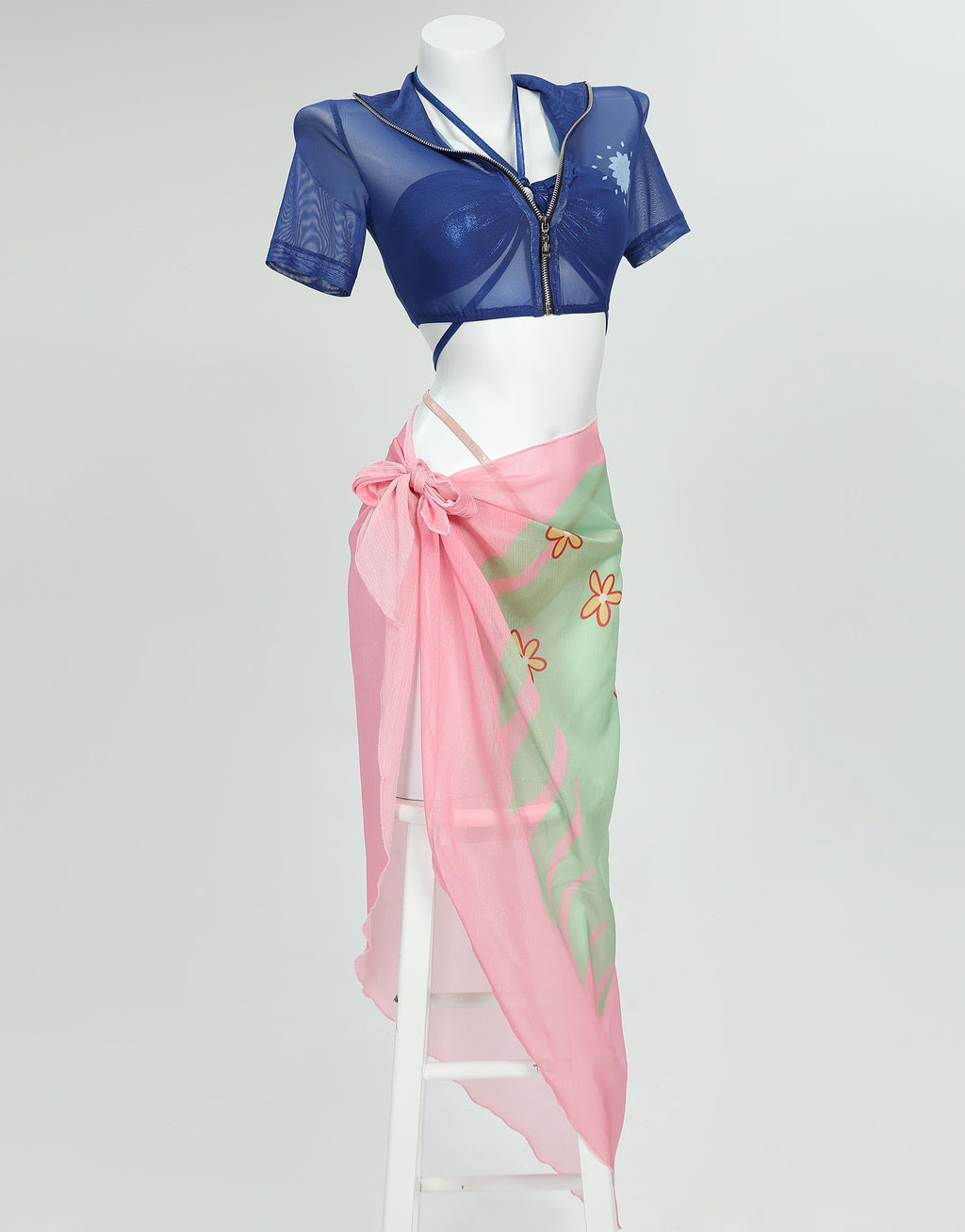 haikyuu Women Cosplay Swimsuit With Wrap Skirt Anime Two Piece Bathing Suit Halter Rave Swimwear