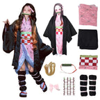 UQJE Kids Kamado Tanjir Cosplay Costumes Anime Tanjir Cosplay Outfit Halloween Kimono Set-M