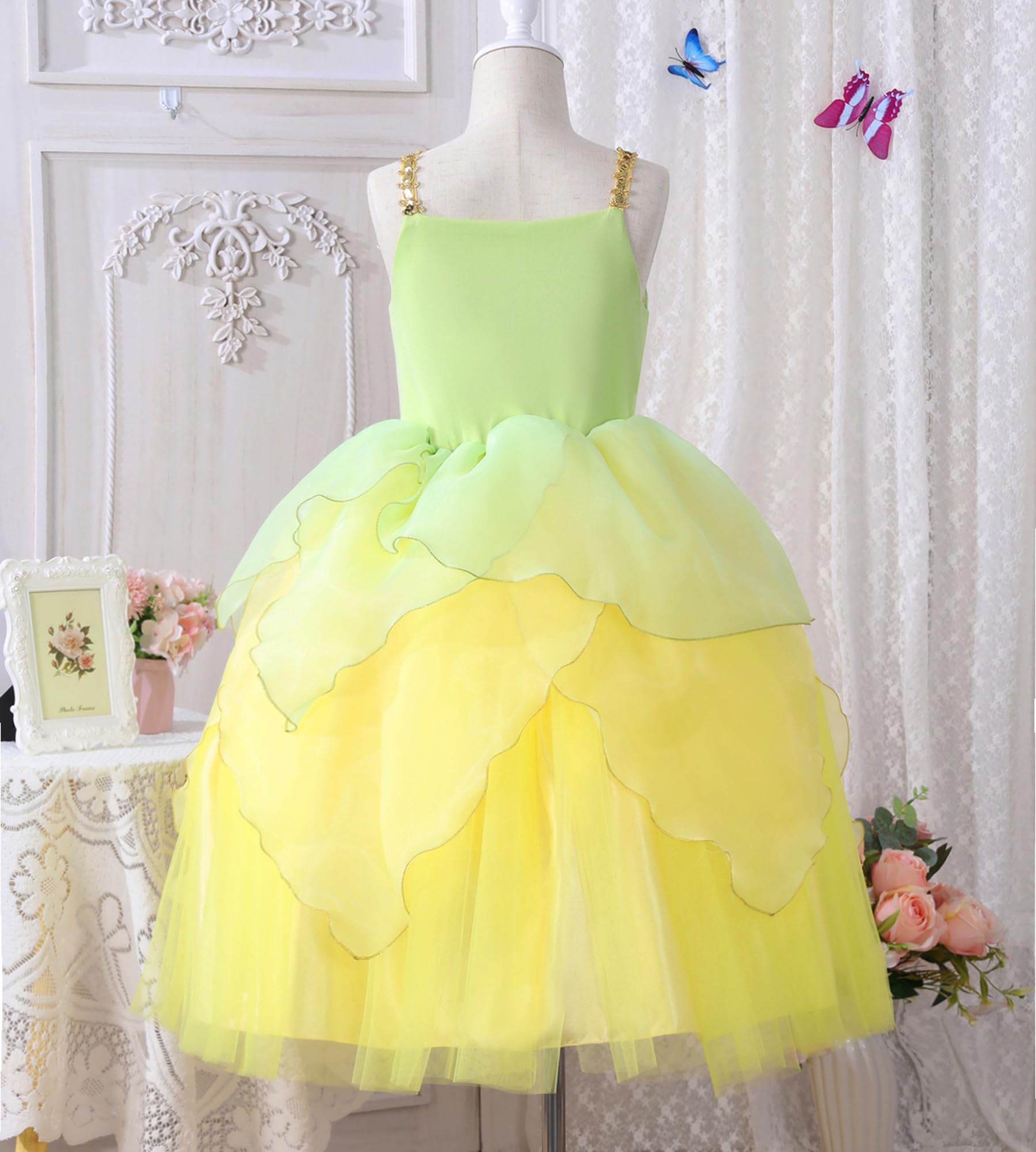 Girls Cinderella Costumes Halloween Princess Dress Up Fancy Birthday Party Ball Gown
