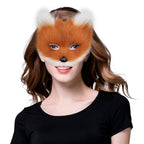hbbhml Animal Fox Wolf Mask Halloween Party Cosplay Costumes Props Plush Cat Half Face Masks Carnival Christmas Masquerade