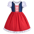 Girls Dress Maid Lace Apron German Dirndl Bavarian Oktoberfest Size 3 Red