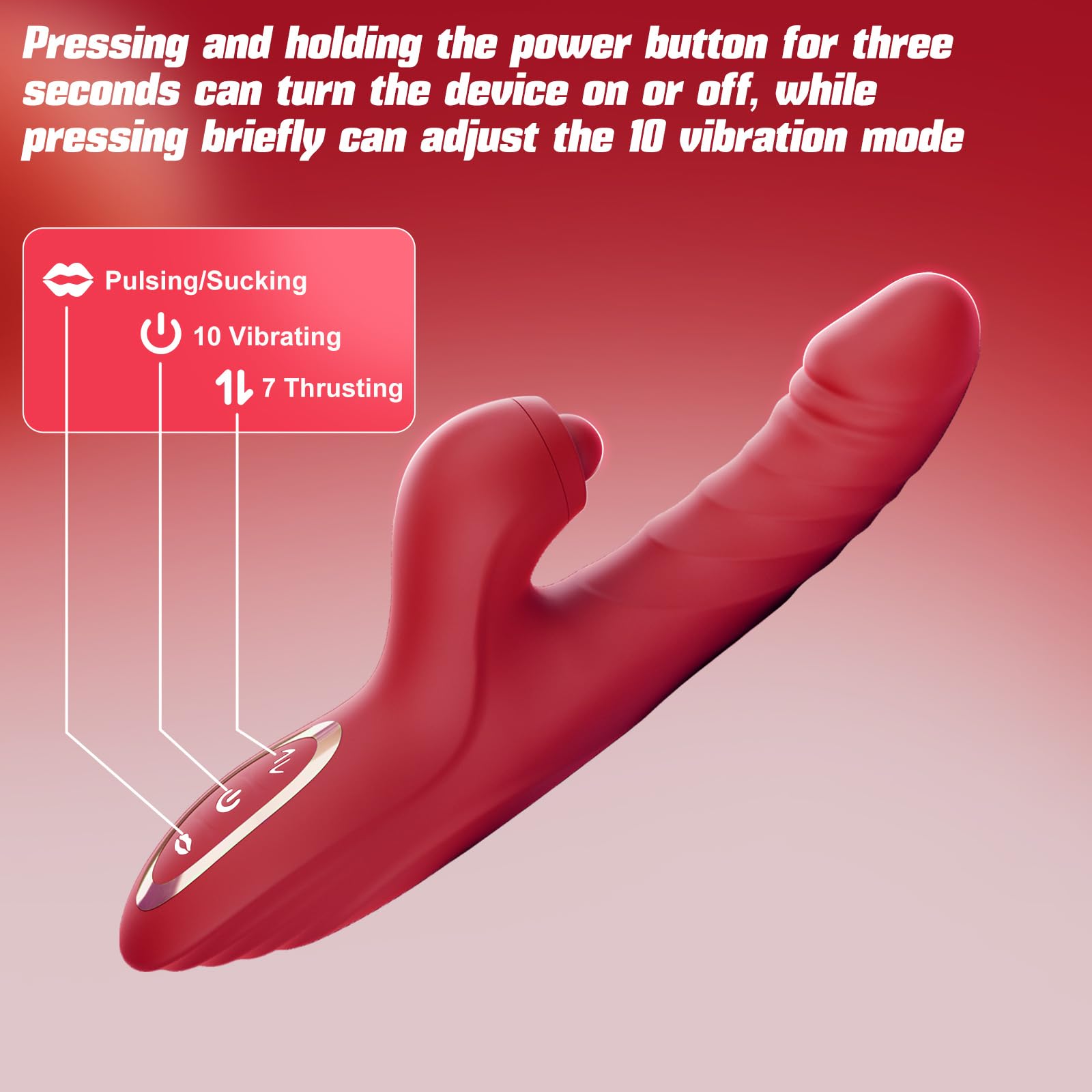 Vibrator Thrusting Dildo for Women Toendi G Spot Rose Toy Clitoral Stimulator Sex Toys Dildos Vibrator with 10 Vibration 7 Thrust Mode with Licking, Rabbit Vibrators Adult Sex Toy Couple AI Sync Games