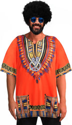 4 PCS Hippie Costume for Mens 60s 70s T-Shirt Afro Wig Accessories Set for Party Cosplay