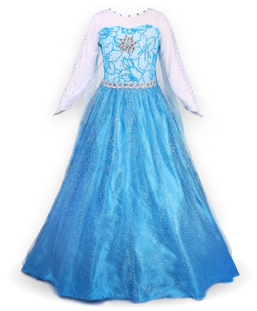 JerrisApparel Princess Dress Queen Costume Cosplay Dress Up with Accessories (5-6, Blue with Accessories)