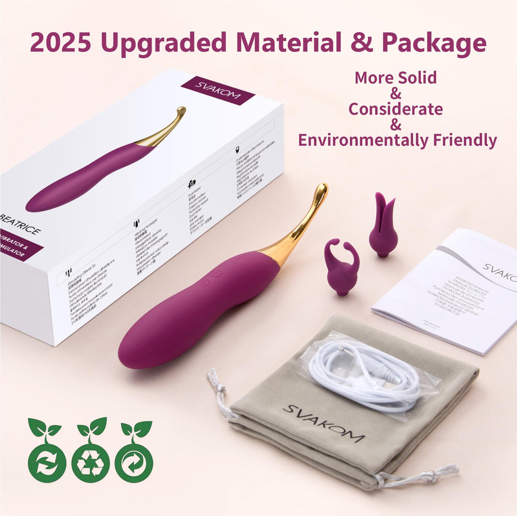 Clitoral Vibrator Sex Toys for Women - SVAKOM Female Squirting Vibrators Clit G-Spot Dildo Nipple Stimulator Anal Vibe - High Frequency Personal Massager Wand Adult Sensory Toy 2 Silicone Heads