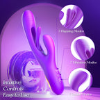Vibrator Dildo Rabbit Sex Toys -LOVENOTE G Spot Vibrator Massager for Women Clitoral Nipple Stimulation, 3 in 1 Sex Toys with 14 Vibration & 7 Tongue Licking Flapping, Adult Product Aurieel (Purple)