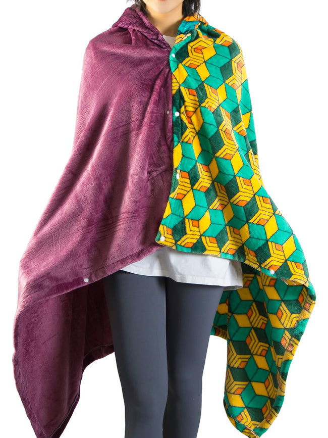 Hooded Wearable Blanket Hoodie Cosplay Cloak Shawl Wrap Nap Quilt 160x100 cm (63x40 in) (Red) Hover Image